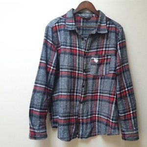 Vintage Blue?Plaid Linen Blouse